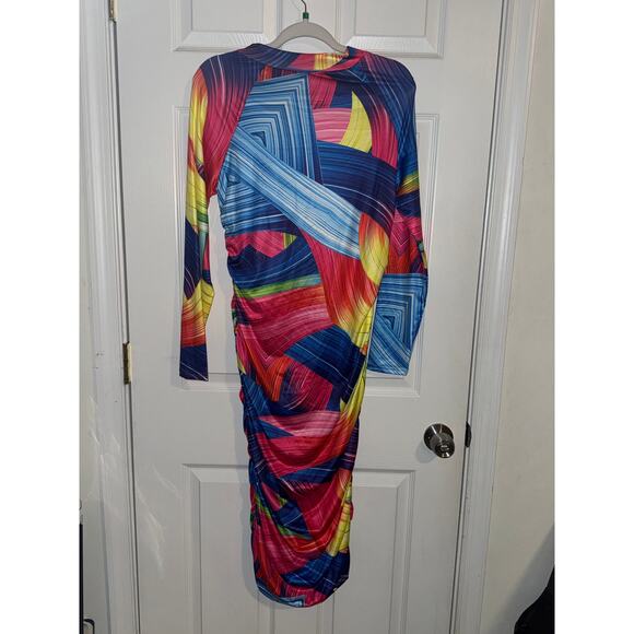 Maweii Allover Print Mock Neck Bodycon Dress size XL - Picture 2 of 6